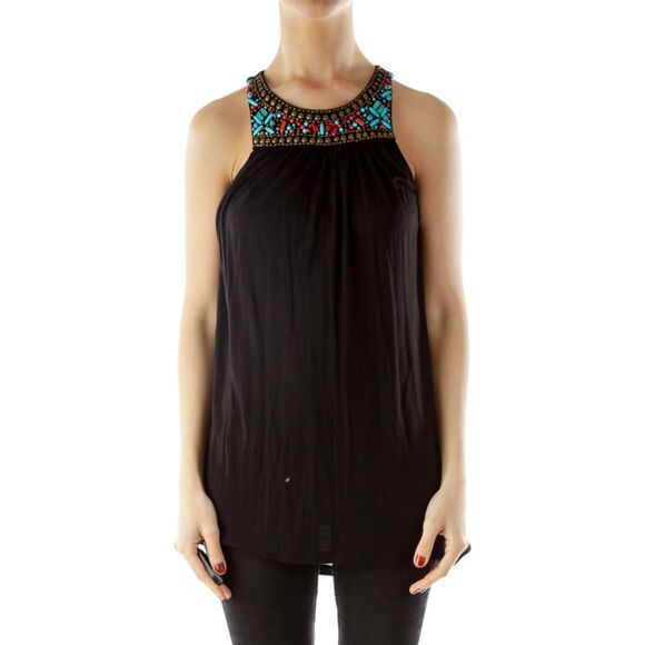 MICHAEL Michael Kors boho beaded sleeveless halter top size medium - Picture 1 of 9
